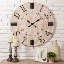 Load image into Gallery viewer, 31.70&quot;D Oversized Farmhouse White Wooden Wall Clock
