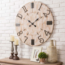 Load image into Gallery viewer, 31.70&quot;D Oversized Farmhouse White Wooden Wall Clock
