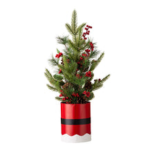 Load image into Gallery viewer, 22&quot;H Lighted Santa Belt Potted Artificial Table Tree
