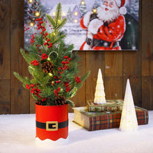 Load image into Gallery viewer, 22&quot;H Lighted Santa Belt Potted Artificial Table Tree
