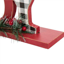 Load image into Gallery viewer, Set of 2 Christmas Wooden Plaid JOY &amp; NOEL Table Decors
