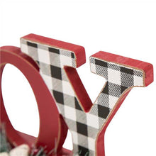 Load image into Gallery viewer, Set of 2 Christmas Wooden Plaid JOY &amp; NOEL Table Decors
