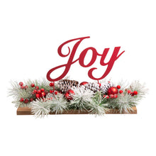 Load image into Gallery viewer, 20&quot;L Christmas Metal &quot;Joy&quot; Floral Centerpiece Table Decor
