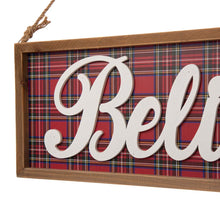 Load image into Gallery viewer, 24&quot;L Wooden Double-signed Peace &amp; Believe Hanging Sign Wall Decor
