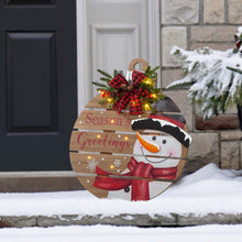 Load image into Gallery viewer, 30&quot;H Lighted Round Wooden Snowman Porch Décor
