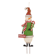 Load image into Gallery viewer, Set of 2 Metal Snowman &amp; Santa Yard Stake or Standing Décor or Wall Décor

