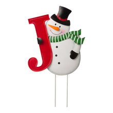 Load image into Gallery viewer, Metal Vertical or Horizontal &quot;JOY&quot; Snowman Family Yard Stake, Set Of 3
