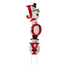 Load image into Gallery viewer, Metal Vertical or Horizontal &quot;JOY&quot; Snowman Family Yard Stake, Set Of 3
