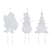 Load image into Gallery viewer, 24&quot;H Set of 3 Metal Santa/Snowman/Tree Yard Stake or Wall Décor (2 Functions)
