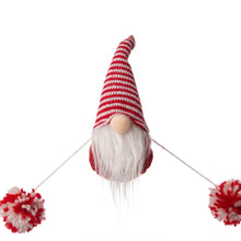Load image into Gallery viewer, 72&quot;L Red and White Fabric Christmas Gnome Garland
