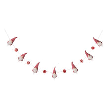 Load image into Gallery viewer, 72&quot;L Red and White Fabric Christmas Gnome Garland
