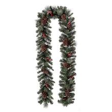 Load image into Gallery viewer, 9 ft. Pre-Lit Glittered Pine Cone Christmas Garland with 50 Warm White LED Lights
