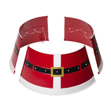 Load image into Gallery viewer, 22&quot;D Red Metal Santa Belt Tree Collar with Light String
