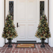 Load image into Gallery viewer, 4ft Flocked Artificial Christmas Tree With 100 Warm White Light, Set of 2

