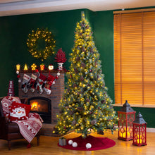 Load image into Gallery viewer, 9ft Pre-Lit Green Pine Artificial Christmas Tree with 1000 Warm White Lights

