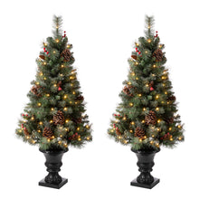 Load image into Gallery viewer, 4ft Flocked Artificial Christmas Tree With 100 Warm White Light, Set of 2
