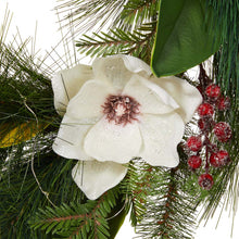 Load image into Gallery viewer, 24"D Iced Magnolia Berry Pine Wreath With Lights
