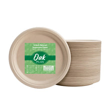 Load image into Gallery viewer, 10 inch Natural Compostable &amp; Disposable Sugarcane Plates, 300 Pack
