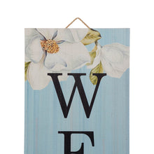 Load image into Gallery viewer, 42&quot;H Washed Blue Wooden &quot;WELCOME&quot; Porch Sign
