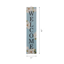 Load image into Gallery viewer, 42&quot;H Washed Blue Wooden &quot;WELCOME&quot; Porch Sign
