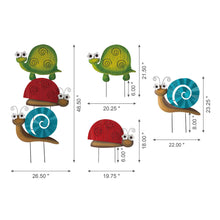 Load image into Gallery viewer, Metal Tortoise/Ladybug/Snail Yard Stakes or Wall Decor, Set of 3
