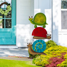 Load image into Gallery viewer, Metal Tortoise/Ladybug/Snail Yard Stakes or Wall Decor, Set of 3
