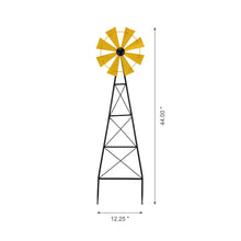 Load image into Gallery viewer, 44&quot;H Metal Yellow Wind Spinner Yard Stake
