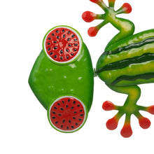 Load image into Gallery viewer, 24.25&quot;L Whimsical Metal Watermelon Gecko Wall Décor
