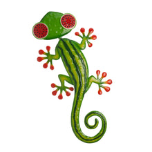 Load image into Gallery viewer, 24.25&quot;L Whimsical Metal Watermelon Gecko Wall Décor
