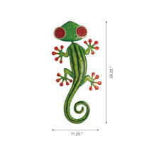 Load image into Gallery viewer, 24.25&quot;L Whimsical Metal Watermelon Gecko Wall Décor
